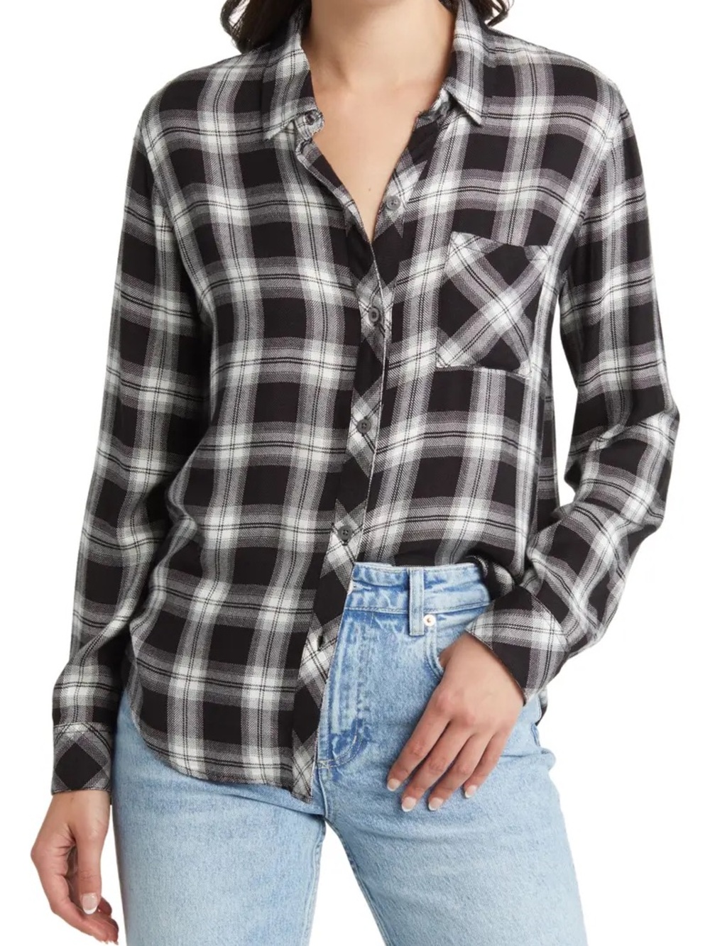 Rails Black & White Plaid Button-Up Shirt